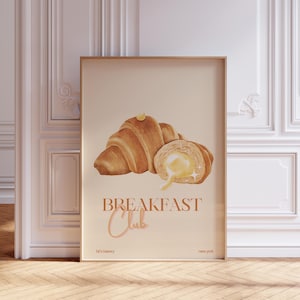 Croissant Wall Art | French Bakery Decor | Cute Food Illustration | Modern Cafe Poster | Quirky Pastry Wall Art | Cozy Dining Room Print