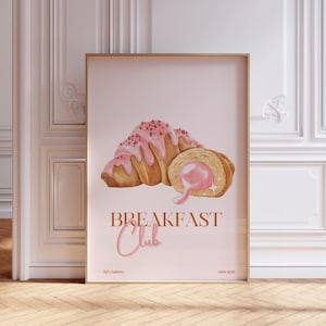 Croissant Wall Art | French Bakery Decor | Cute Food Illustration | Modern Cafe Poster | Quirky Pastry Wall Art | Cozy Dining Room Print