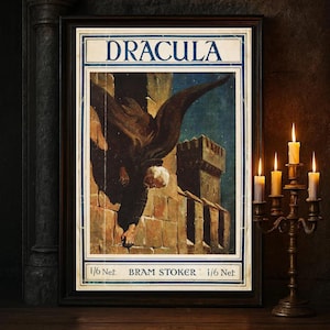 Rare 1925 Dracula Poster / Vintage Color Cover by William Rider & Son / Count Dracula in Cloak /  Gothic Wall Art for Collectors