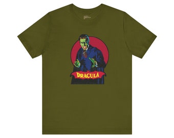 Christopher Lee Dracula Neon Cartoon T-Shirt - Multicolor Gothic Fun