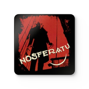 Classic Nosferatu 1922 SHIP Red Movie Scene Coaster Set Gothic Horror Vintage Film Decor 4-Piece