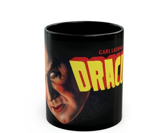 DRACULA 1931 Universal Movie Logo Black Mug 15oz - Iconic Cinema Tribute