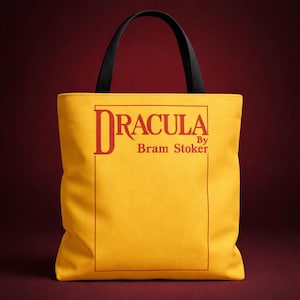 Dracula 1897 Tote Bag | Yellow Novel Cover Gothic Literary Tote | AR Book Lover Gift