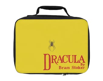 Dracula von Bram Stoker Insulierte Lunch Tasche | Gelbes Gothic Spinnen Design | Dark Academia Kühler | Vampirbuch-Liebhabergeschenk