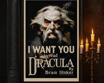 Dracula Propaganda Poster, Bram Stoker, Animated Dark Academia Art