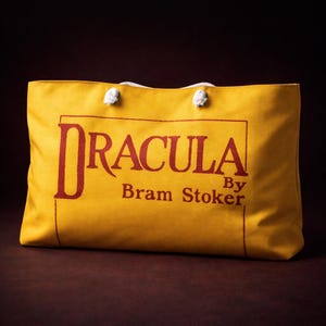 Torba podróżna Dracula 1897 | Gotycka torba podróżna | Żółta okładka powieściowa, bagaż literacki