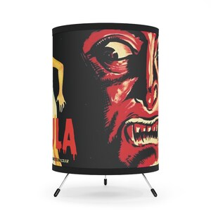 1958 Horror of Dracula Spanish Poster Tripod Lamp with High-Res Printed Shade - US/CA Plug