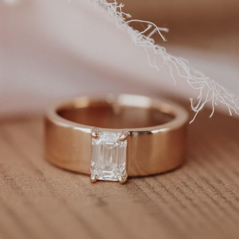 Wide Gold Band Fake Women Etsy