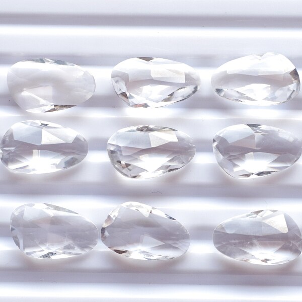 Crystal Quartz 10x16 mm, fancy shape, polki cut brio, Faceted Loose Gemstone, fine quality Clear Eye Crystal Quartz
