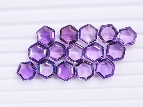 Natural Amethyst Table Faceted cut Hexagon Shape gemstone for making jewelry