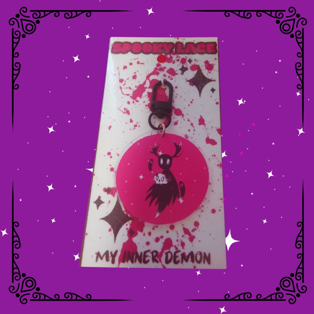 Demonc Key Chain My Inner Demon Black Demon Keychain , Cute Goth Charm, Pastel Alt Emo ...