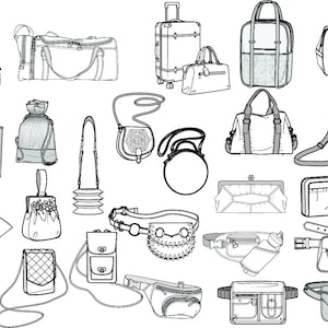 Bags Flat technical Drawing illustration