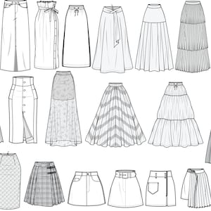 Flared skirt top flat sketch