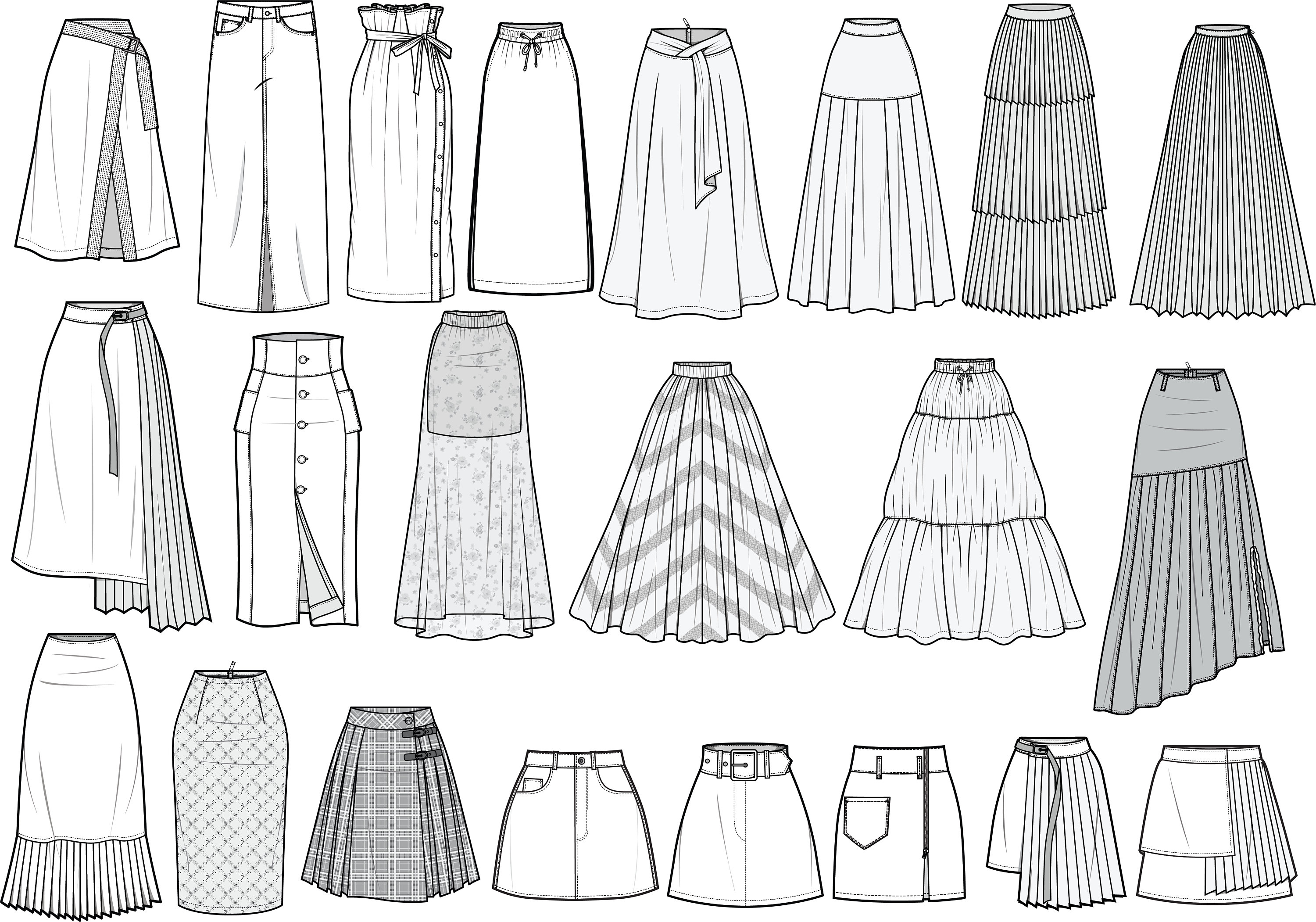 Skirt Flat Technical Drawing Illustration - Etsy