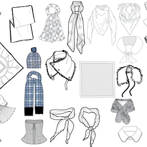 Scarves Flat technical Drawing illustration