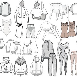 Active wear Flat technical Drawing illustration