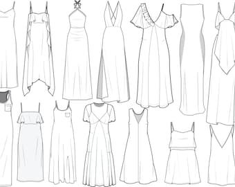 Slip Dress Flat technical Drawing illustration