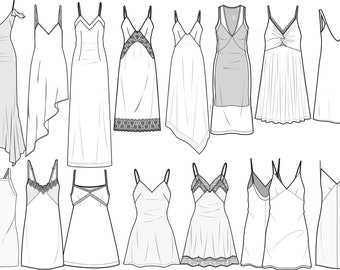 Slip Dress Flat technical Drawing illustration