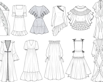 Dress Flat technical Drawing illustration