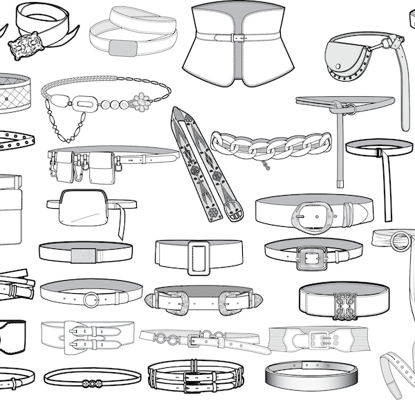 Illustration de dessin technique plat ceintures