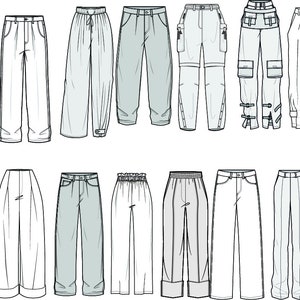 Pants Flat technical Drawing illustration