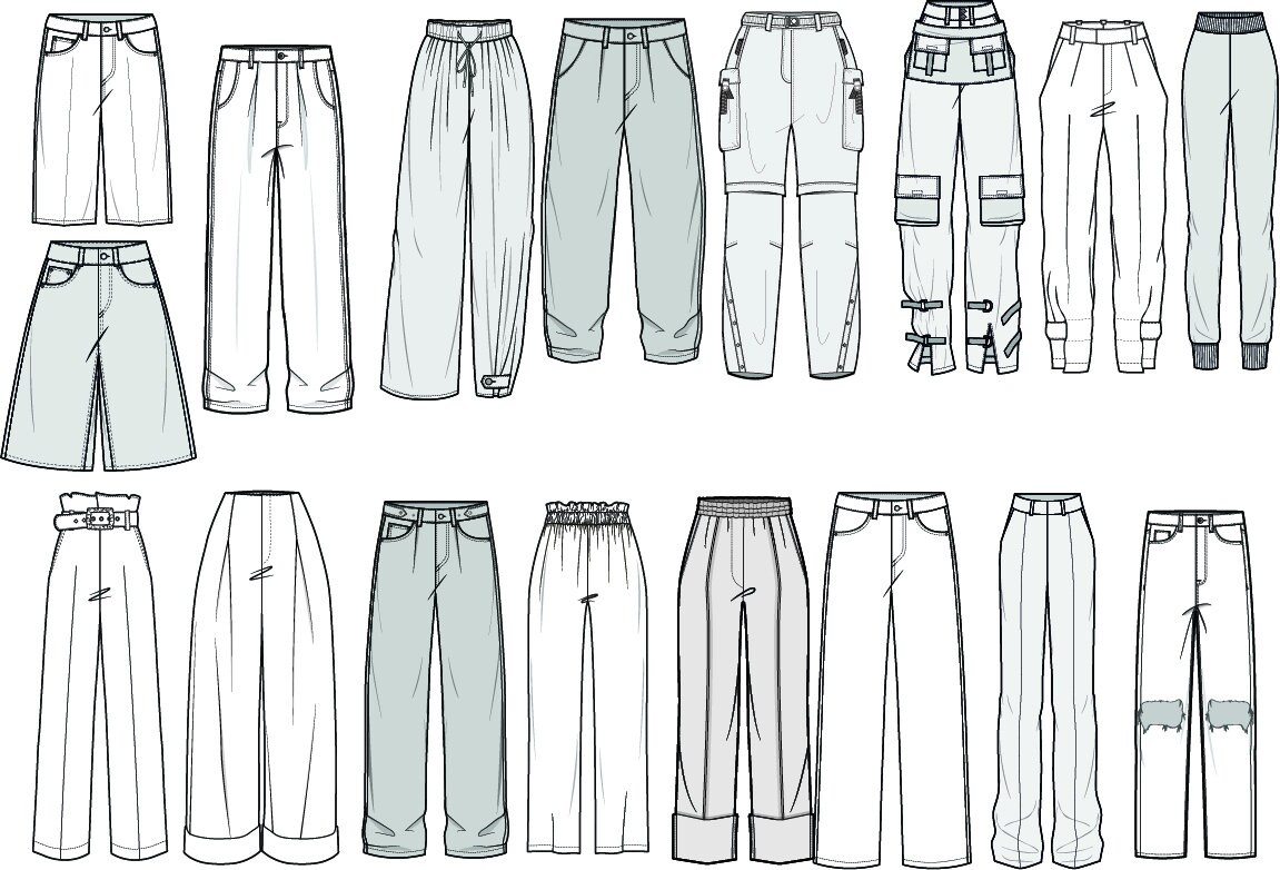 Pants Flat Technical Drawing Illustration Etsy Pants Flat Technical Drawing Illustration Etsy