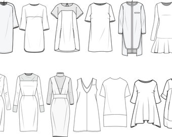 Dress Flat technical Drawing illustration