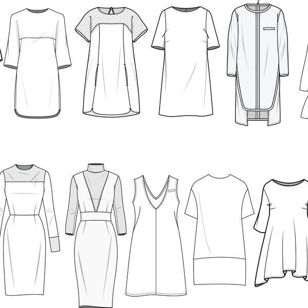 Dress Flat technical Drawing illustration