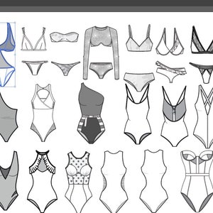 Traje de baño x20 Ilustración Dibujo Técnico Plano