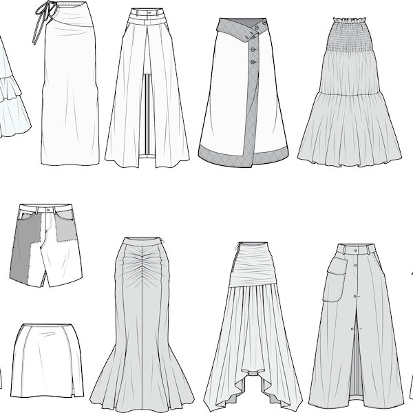 Skirt Flat technical Drawing illustration