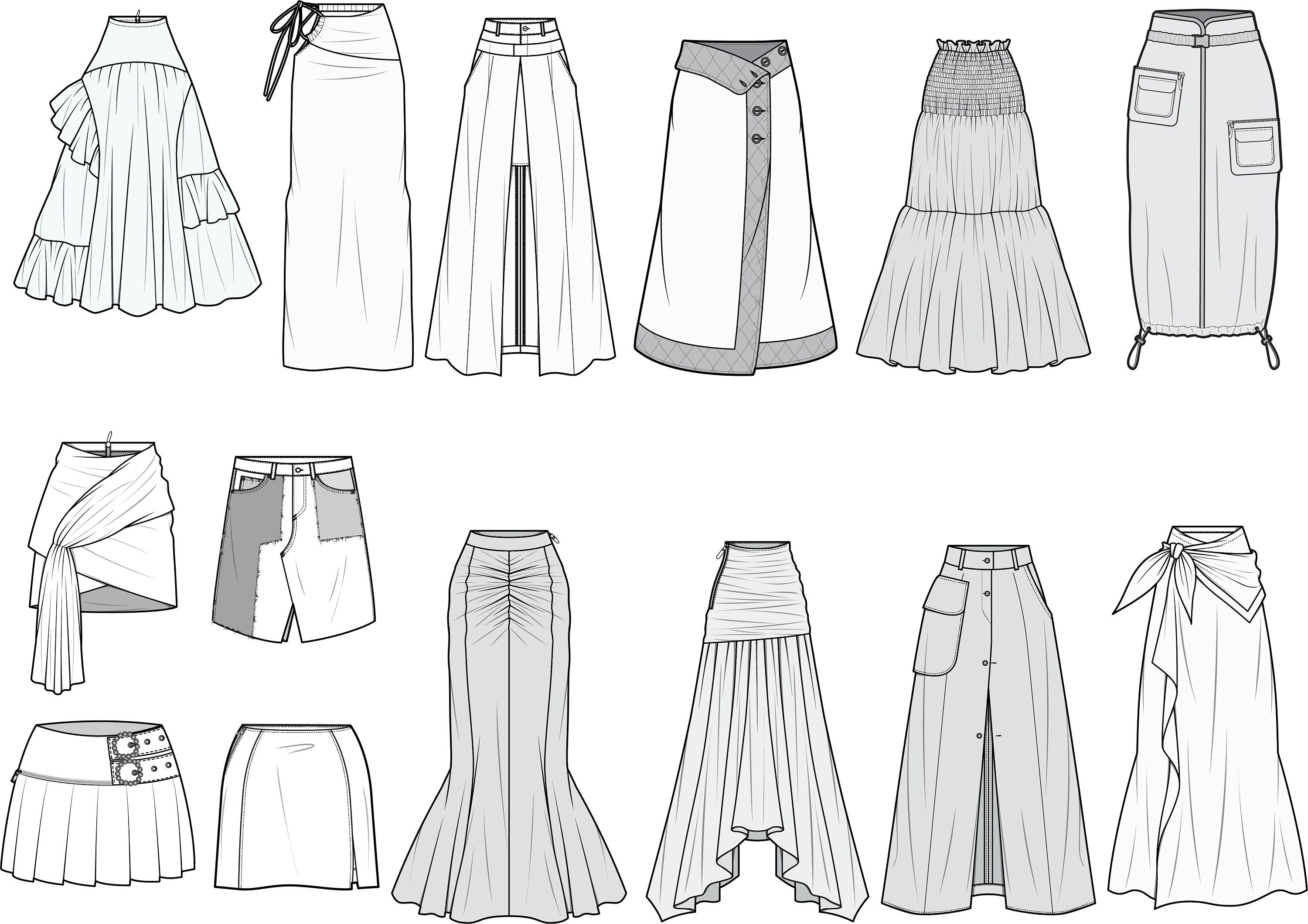 Skirt Flat Technical Drawing Illustration - Etsy