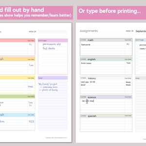 Simple Kids Planner, Easy Assignment Planner for Girls, Printable Student Planner, Blank Study Planner for boys, Homework Checklist, PDF
