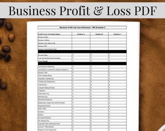 Business Profit and Loss Statement - Fillable PDF - Adobe Acrobat - Digital e-signatures - IRS Schedule C