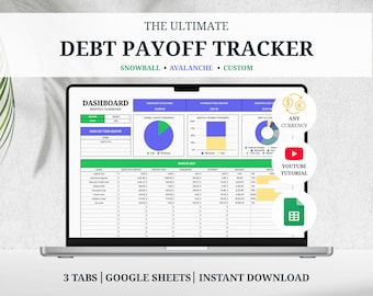 Schuldafbetalingstracker Google Spreadsheets Sneeuwbal- en lawinecalculator Schuldentracker Financieel planner Budget Spreadsheetsjabloon