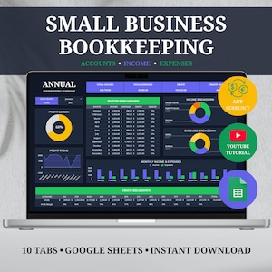 Business Bookkeeping Dark Mode Spreadsheet Google Sheets Income Expense Log Profit and Loss Accounting Dashboard Sales Tax Template