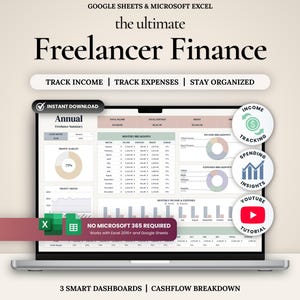 Freelancer Income and Expense Tracker Spreadsheet Self Employed 1099 Bookkeeping Business Dashboard Profit Loss Report Google Sheets Excel