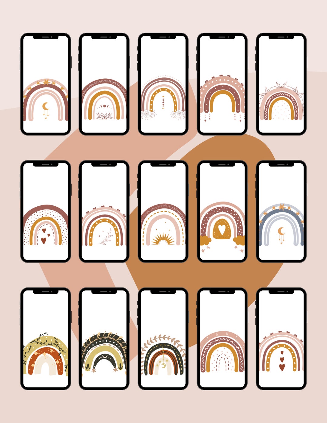 Boho Rainbow Phone Wallpaper Etsy