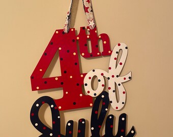 4th of July Wood Door Hanger