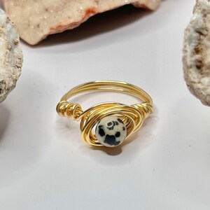 Gold Dalmatian Jasper Ring