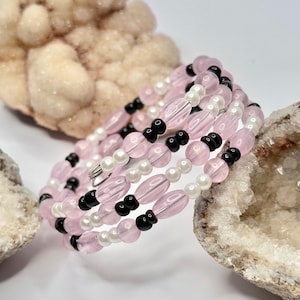 Silver Pearl and Resin Wrap Bracelet