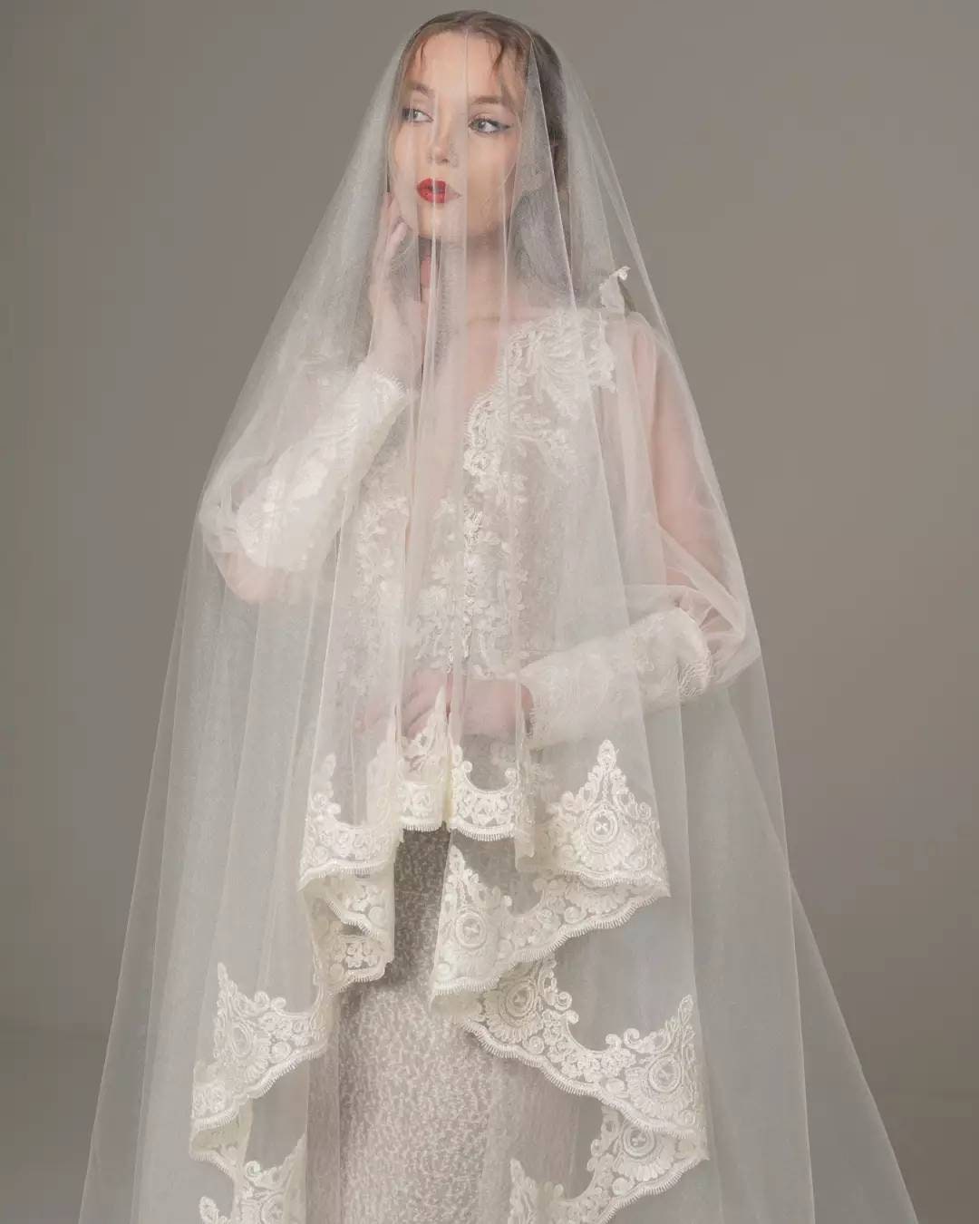 Mantilla Cathedral Veil Classic Bridal Veil Length 3M Lace Edge Wedding ...