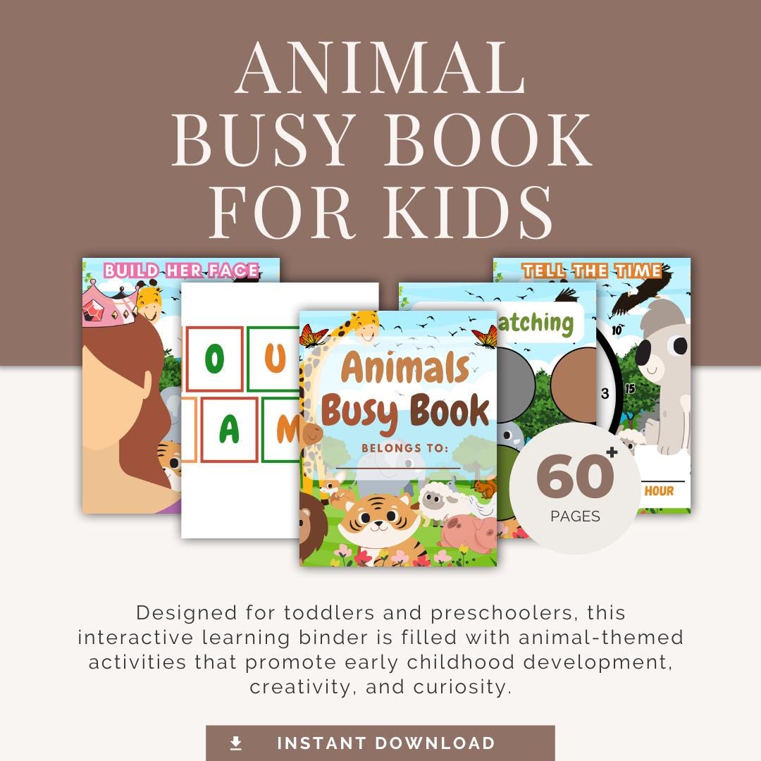 PLR Animal Busy Book for Kids | Toddler Learning Binder | Preschool ...