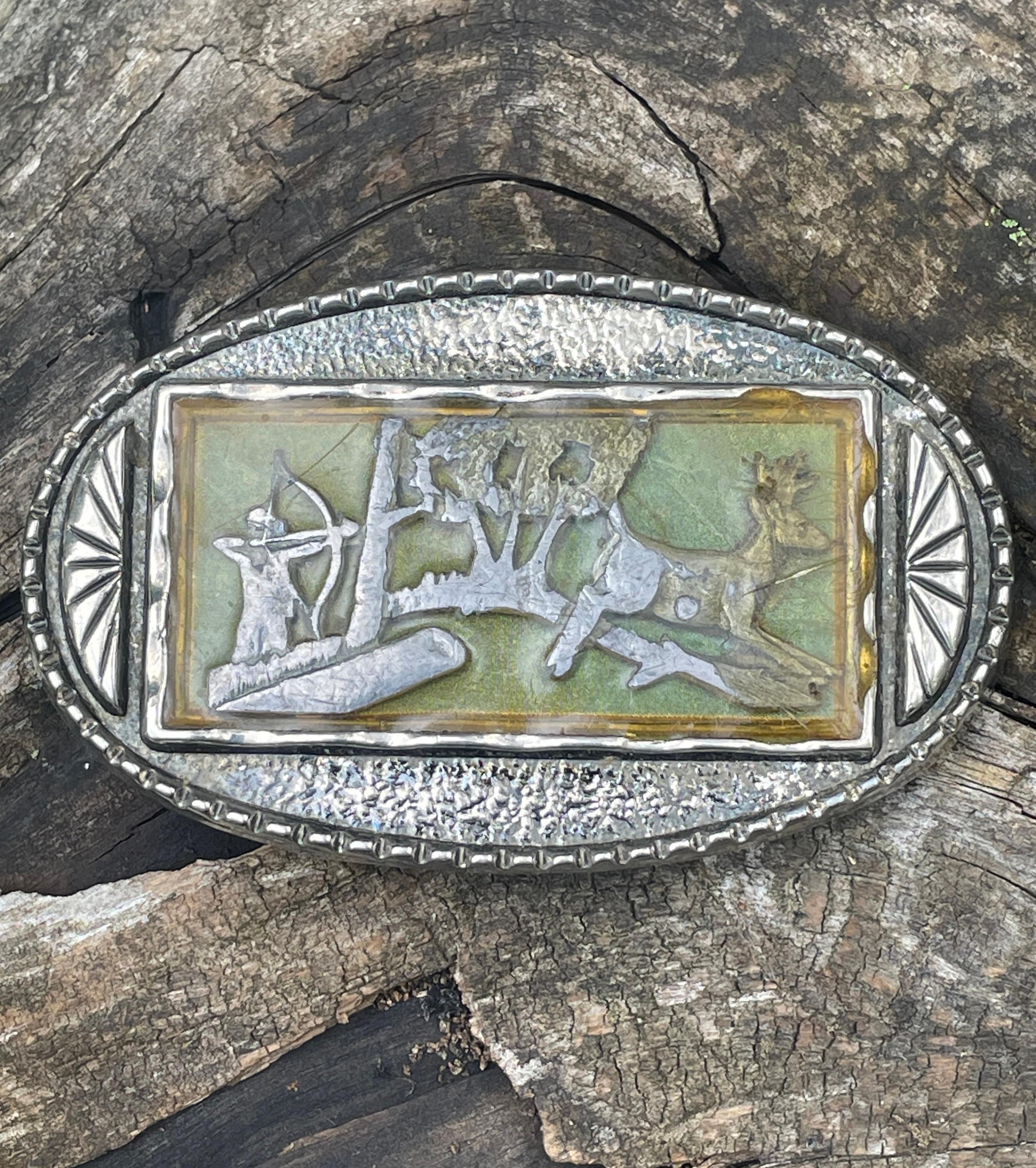 Clear Carved Molded Opal Glass Vintage 1940s Two Piece Belt Buckle AB Crystals DDR-Belt-672-Belt-AVintage-  main image 3
