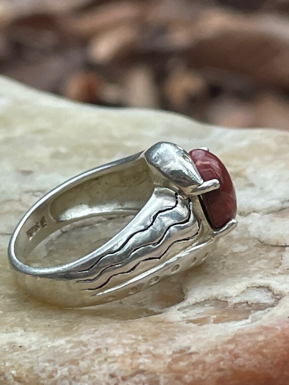 Vintage Sterling Silver And Carnelian ring - image 4