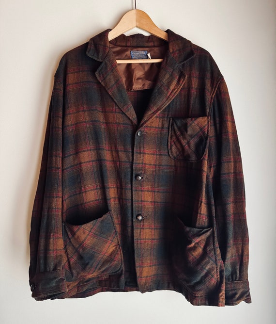 Vintage Pendleton brown  plaid wool coat