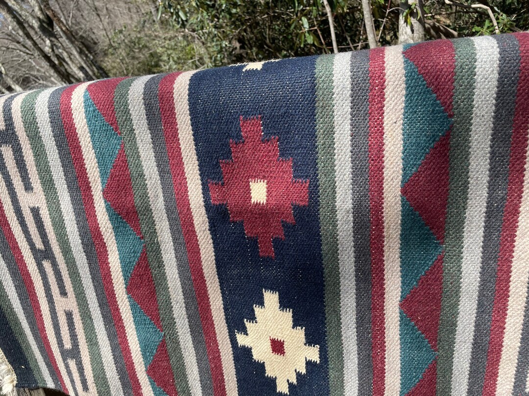 Vintage Hand Woven Southwestern Rug Etsy