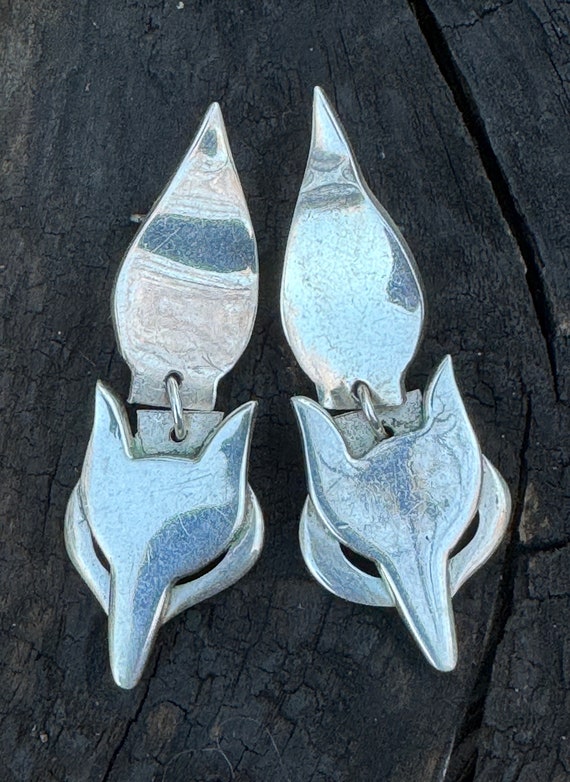 Vintage Sterling silver Fox earrings
