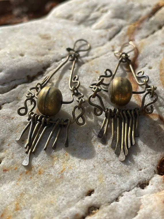 Vintage Boho brass earrings. - image 2