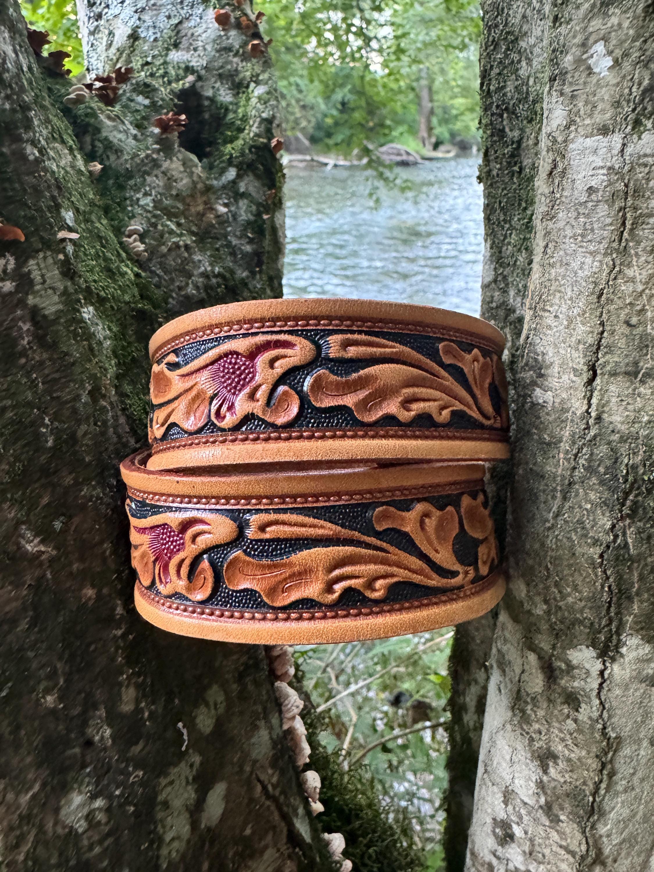 Vintage Brown Tooled Leather Belt , Size 26-30” - Etsy