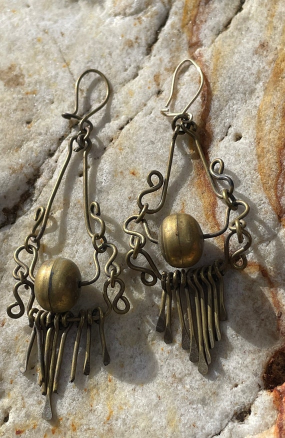 Vintage Boho brass earrings. - image 1